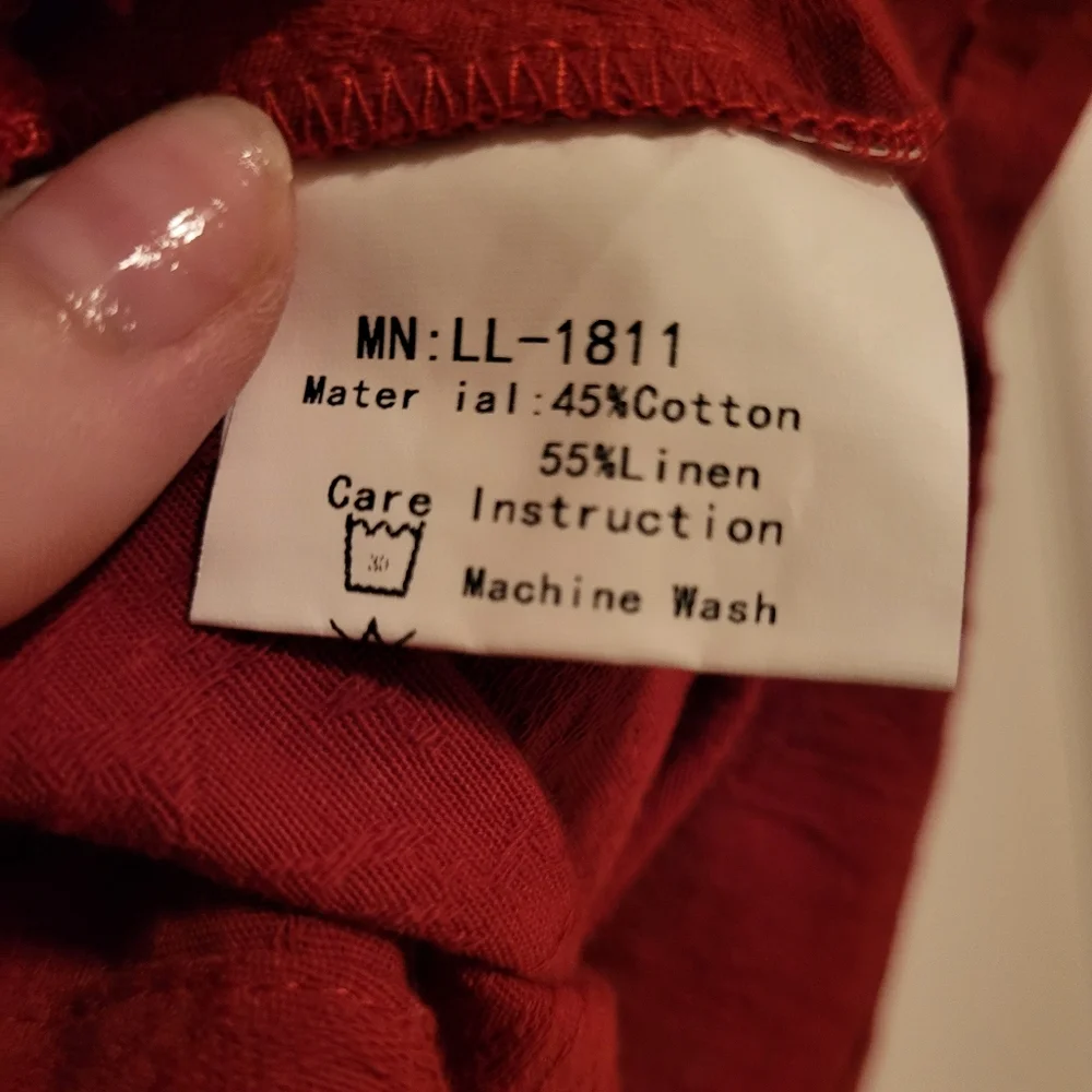 Rust Red Cotton/Linen Shirt - Picture 5 of 5